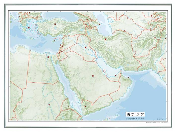 世界地方別白地図 レリーフ入り ボード 西アジア 白地図 地図のご購入は 地図の専門店 マップショップ ぶよお堂