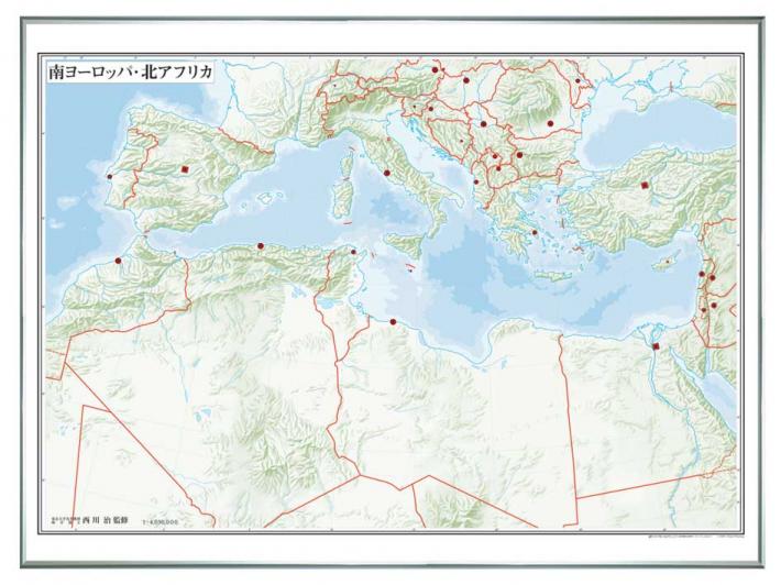 世界地方別白地図 レリーフ入り ボード 南ヨーロッパ 北アフリカ 白地図 地図のご購入は 地図の専門店 マップショップ ぶよお堂