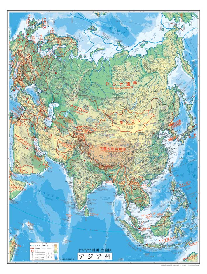 アジア州図 小 ボード 世界州別地図 地図のご購入は 地図の専門店 マップショップ ぶよお堂