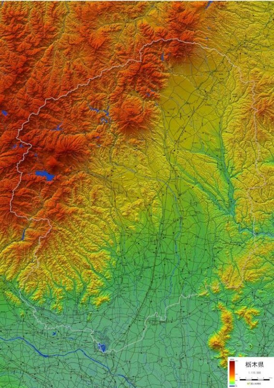 栃木県 - デジタル標高地形図 / 地図のご購入は「地図の専門店 マップショップ ぶよお堂」