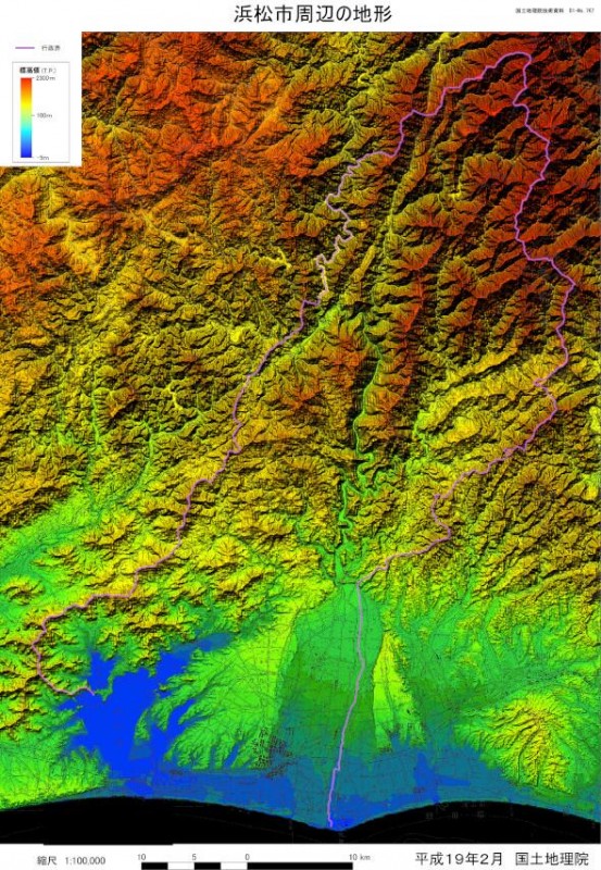 浜松市周辺の地形 - デジタル標高地形図 / 地図のご購入は「地図の専門店 マップショップ ぶよお堂」