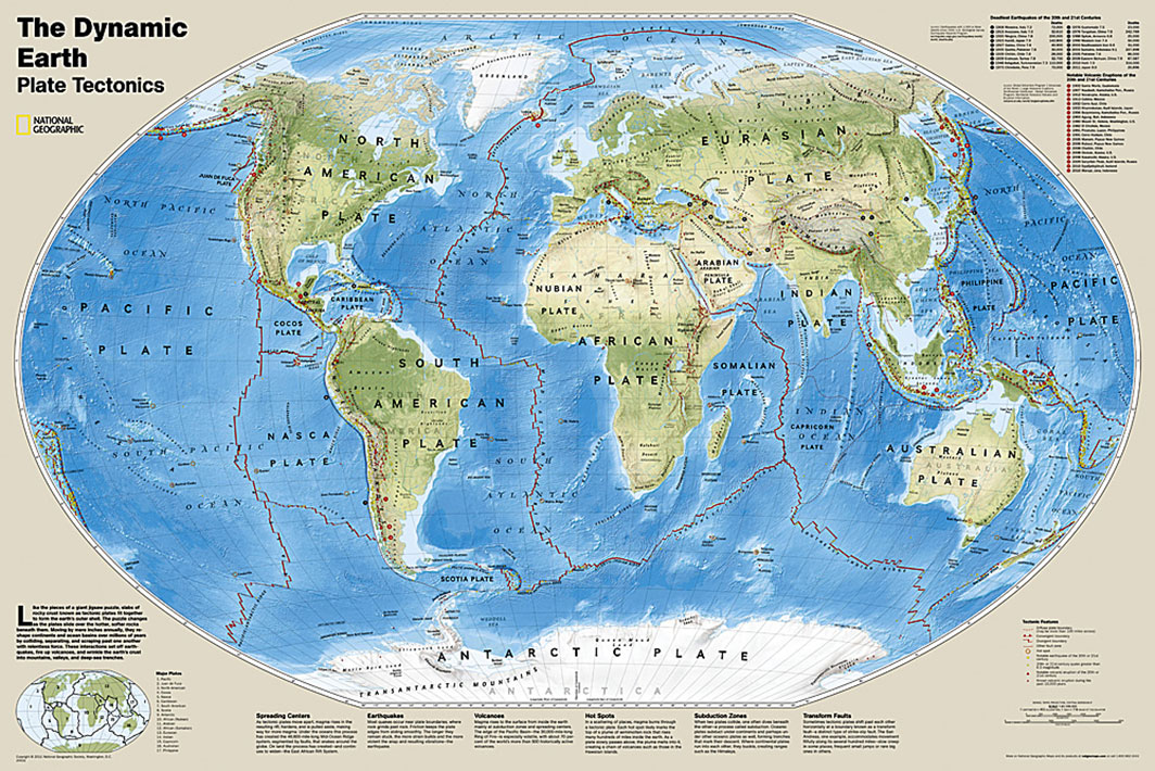 The Dynamic Earth, Plate Tectonics 世界地図 National Geographic 